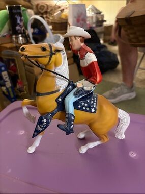 Vintage Roy Roger’s on Full Rearing Trigger Horse by Hartland Plastics Figurine